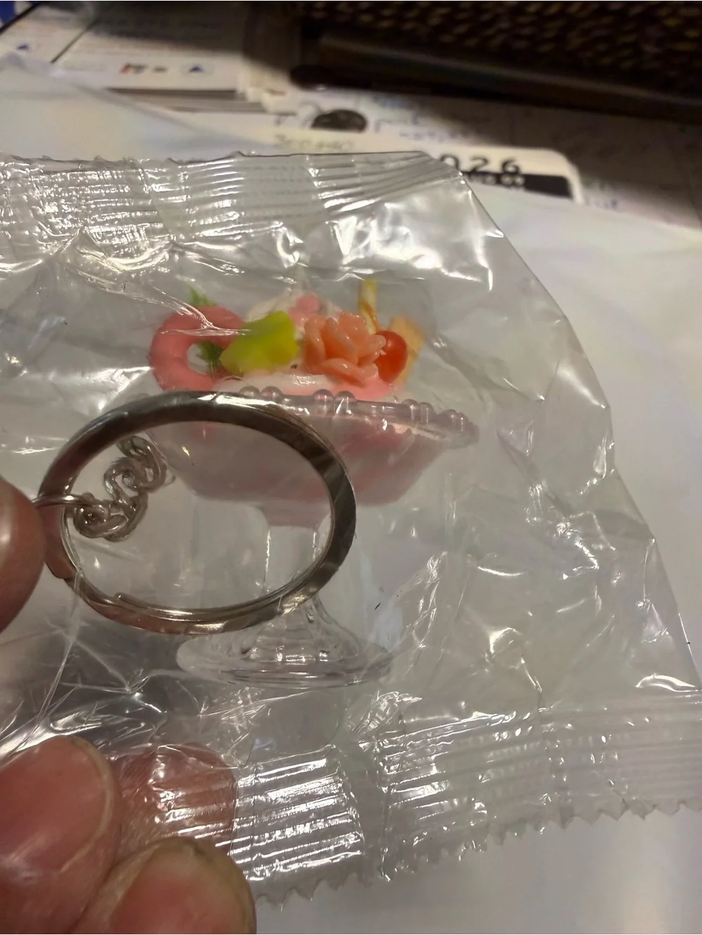 Pink & White Mini Dessert Charm Keychain